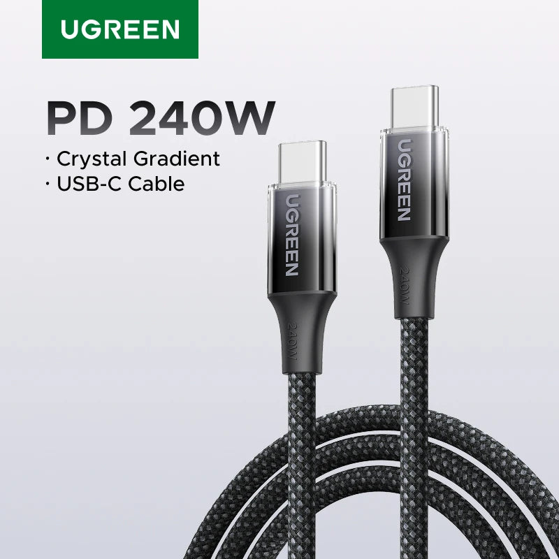 UGREEN PD3.1 240W USB C Braided Charging Cable 5A Fast Charging for Laptop MacBook Dell iPhone 18/17 Samsung 480Mbps Data Cord