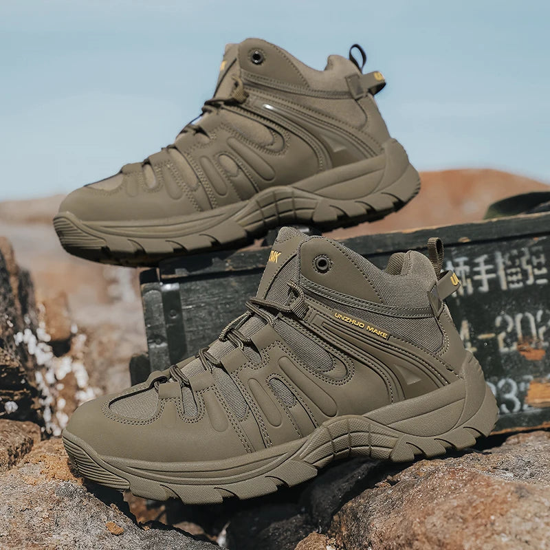 Men's Hiking Boots Four Seasons Anti-Slip Wear-Resistant Shock-Absorbing Breathable Cross-Country Training Boots Casual Walking