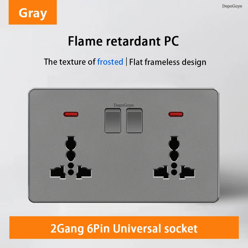 18W Type-C Plug Quick Charging Universal 5-pin Dual Power Socket,UK Standard 13A Wall Socket with DC 5V 3.1A Type-c USB Charger