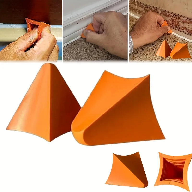 2/4pcs Silicone Caulking Finishing Tool - Reusable Smooth Applicator for Kitchen and Bathroom Seals, Orange Triangle Design.