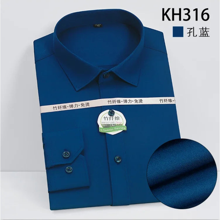 2026 New Men's Formal Dress Shirt,White Black Blue Long Sleeve Shirts, Business Slim Fit Camisa Male Chemise Red Purple