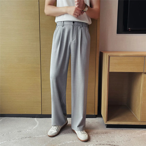 Men's Summer Imitation Linen Relaxed-Fit Trousers – Old Money Style Lightweight & Breathable Casual Pants with Elastic Waist