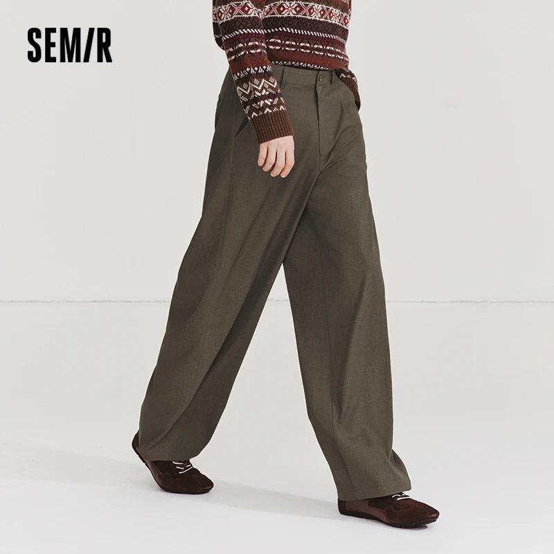 Semir Men Casual Pants 2026 Spring New High Waist Wide Leg Loose Drape Old Money Style Slimming Tall Pants