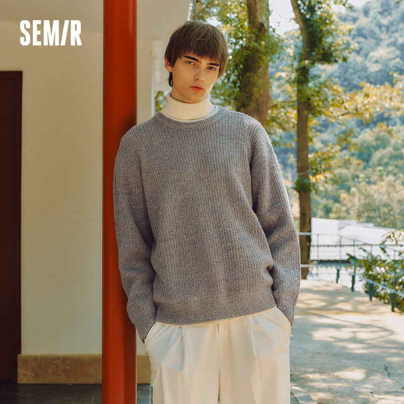 Semir Knitted Sweater Men Winter Fake Two-Piece Knitwear Base Layer Inner Wear 2025 New Marled Yarn Stylish Crew Neck Sweater