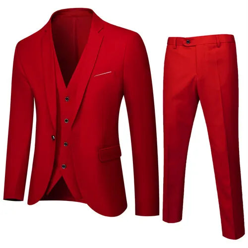 2026 New Men's Suit 3-Pieces Set (Jacket + Pants + Vest) Wedding / Party / Office Slim Blazer Coat + Trousers Asian Size
