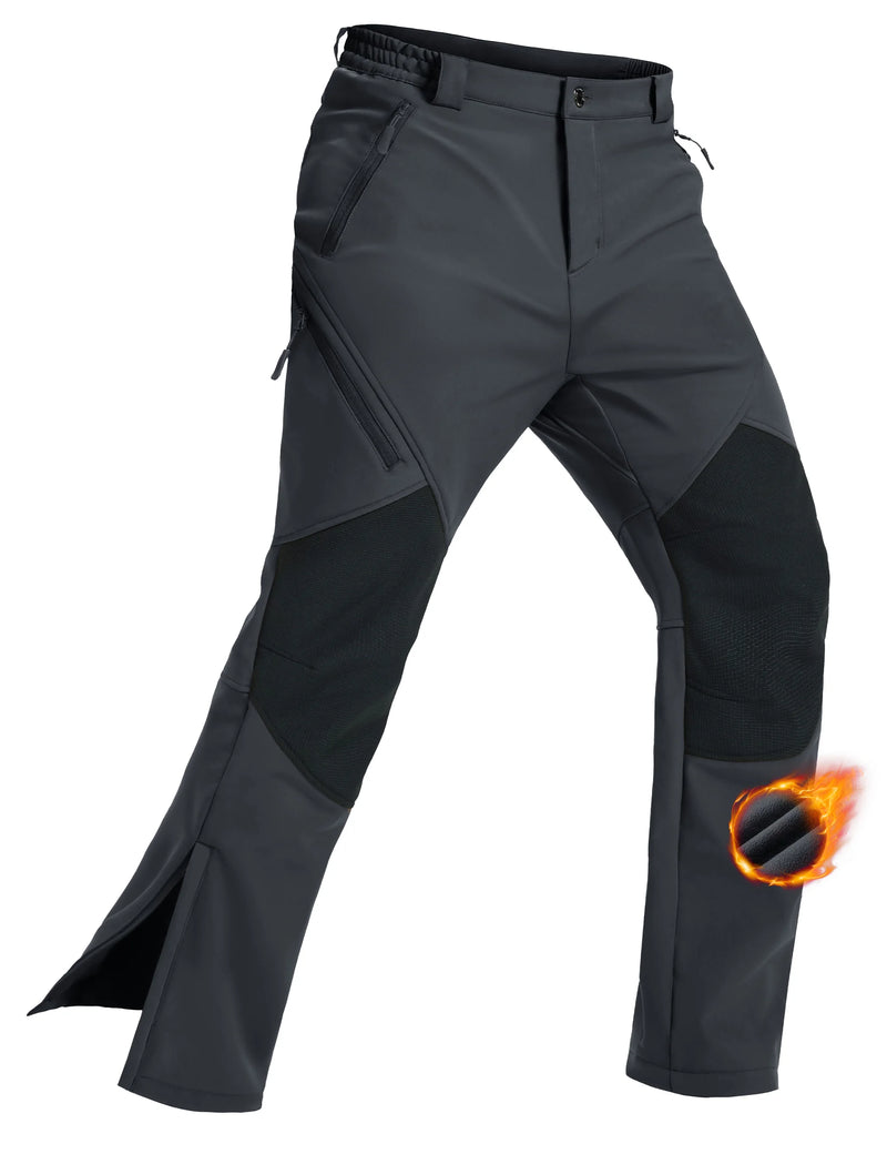TACVASEN Men's Winter Hiking Pants Fleece Lined Waterproof Softshell Trousers Warm Snow Ski Moutain Insulated Pants with Pockets