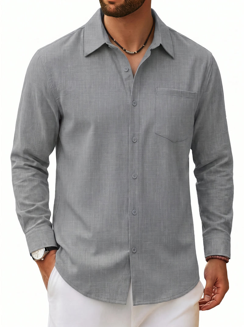 TACVASEN Men's Button Down Shirts High Quality Long Sleeve Casual Lightweight Beach Dress Shirts for Man Work Tee Chest Pockets