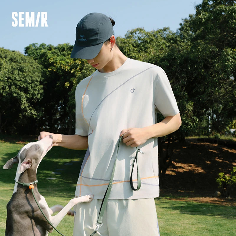 Semir Unisex Tshirt 2026 Color Block Printed Crew Neck Light Sports Style Outdoor Casual Soft
