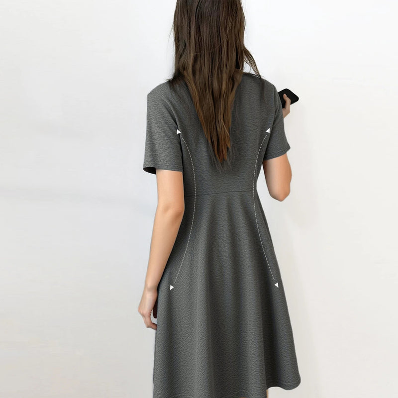 Amii Mini Dress 2026 Summer New Letter Embroidered Polo Collar Fitted Waist Short Sleeve Casual Air Layer Women's Dress 12622153