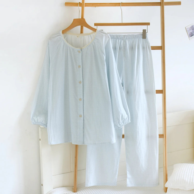 Women's 2-piece Loungewear Suit Long Sleeve Top and Pants Nightwear Home Clothes Casual Spring Autumn Sleepwear Female Clothing