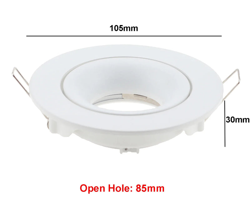 Round Square LED Spotlight Frame GU10 MR16 Base Recessed Downlight Adjustable Lamp for Kitchen Living Room Bedroom Lighting