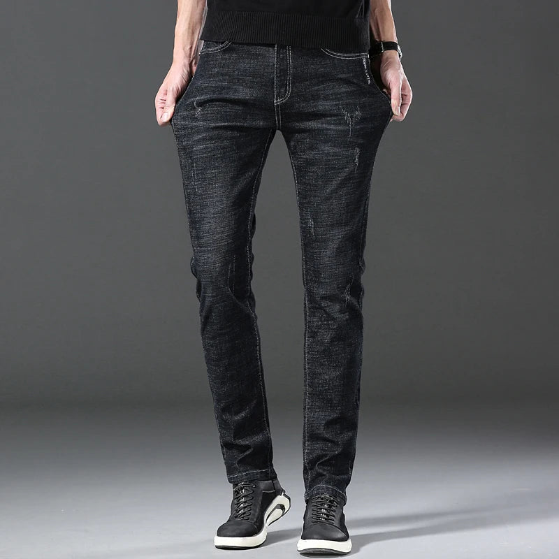 New Fall Collection of Men's Blue Jeans, Asian Sizes, Stretch Denim Pants, Business-casual Trousers. 2026-2027