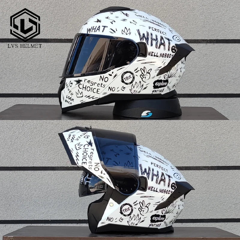 LVS high-quality motorcycle helmet modular flip helmet casque moto semi full duplex helmet suitable for both men and women DOT