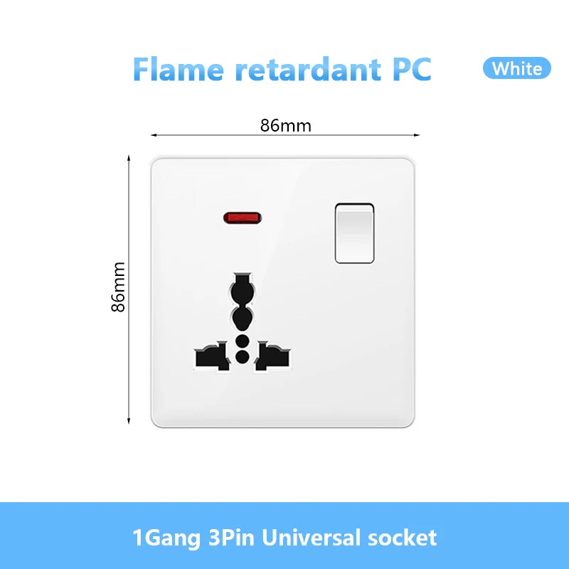 White UK Standard 13A USB Wall Socket Panel,Universal 18W Type-c Quick Charge Socket Plug,Wall Light Switch Electrical outlet