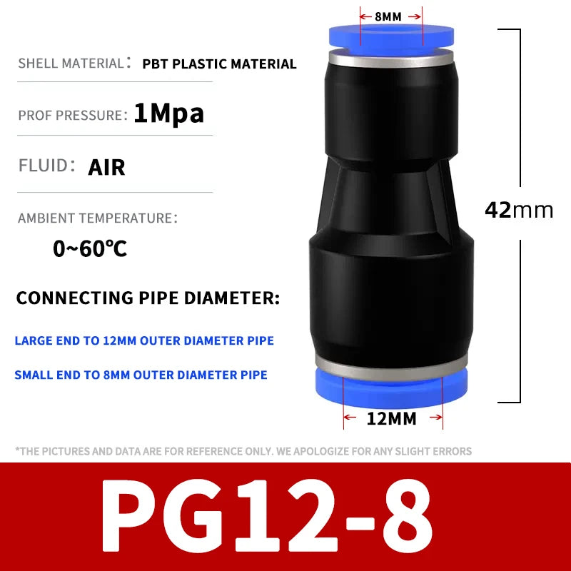 50/100/500/1000Pcs Pneumatic trachea quick connector plastic quick plug straight through PG PU8 PU4 PU5 PU10 12