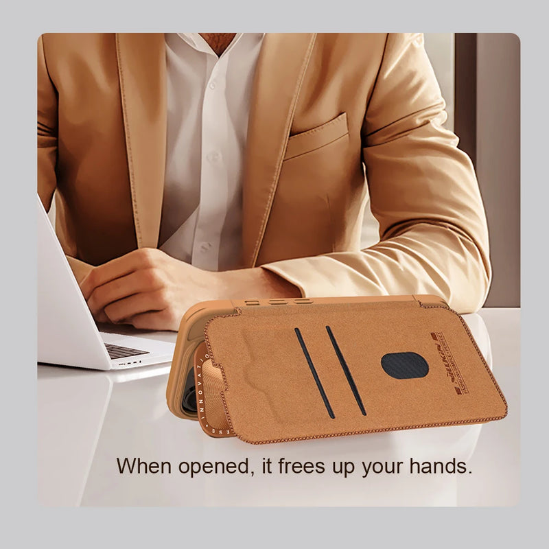 Nillkin For iPhone 16 Pro Max Case Qin Prop Leather Flip Case Card Pocket for iPhone 16 Pro for iPhone 16 Cover With Lens Holder