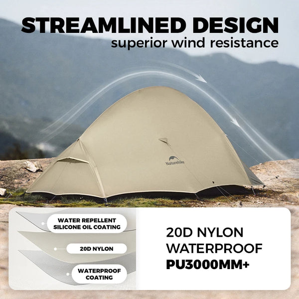 Naturehike 2025 New 123-Person 20D Cloud Up Pro Lightweight Portable Waterproof Backpacking Tent Outdoor Hiking and Camping Tent