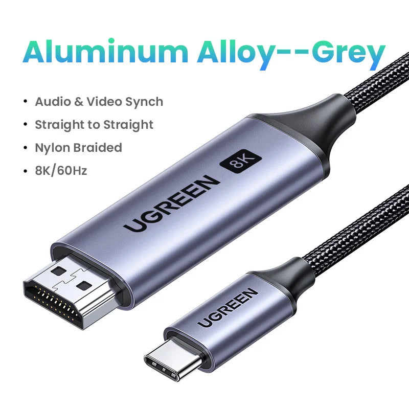 UGREEN USB C HDMI Cable Type C to HDMI 4K for iPhone 15 TV Converter MacBook Air iPad Samsung Pixelbook XPS USB C HDMI Adapter