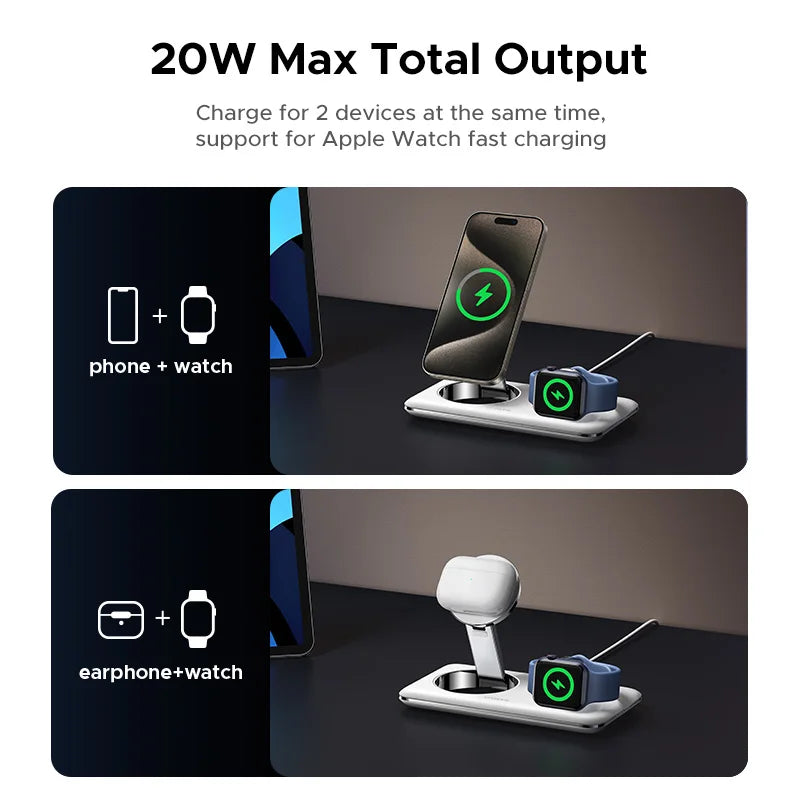 【Big Sale】UGREEN MFi for Magsafe 20W Wireless Charger Stand 15W 2-in-1 Charging Station For iPhone 15 14 Pro Max For AirPods