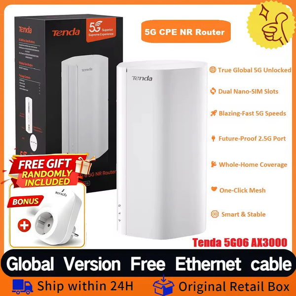 រ៉ោតទ័រស៊ីម Tenda 5G CPE AX3000 Wi-Fi 6 ម៉ូដឹម CPE ឥតខ្សែ WiFi Hotspot 5G/4G/3G ពហុរបៀប 2.4Ghz 5Ghz រ៉ោតទ័រអ៊ីនធឺណិតនៅផ្ទះ Mesh