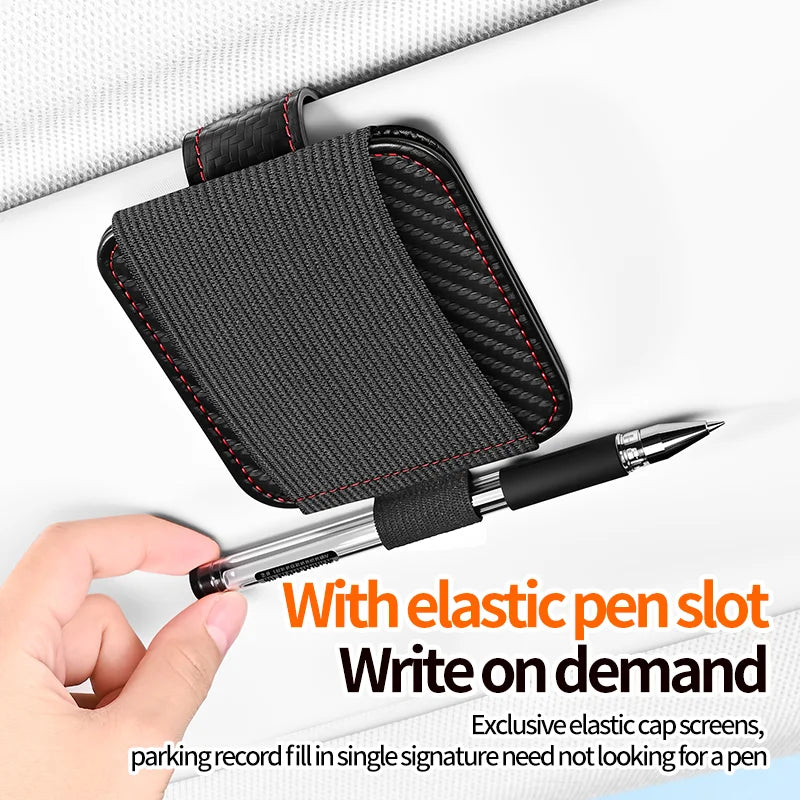 SEAMETAL Car Sun Visor Sunglasses Clip Holder Elastic Eyeglasses Hanger Card Ticket Organizer Pen Holder for Car Accessories