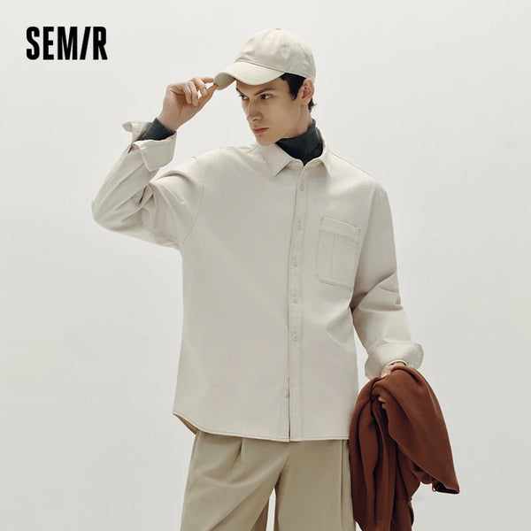 អាវបុរស Semir ដេរផ្ទុយ សម្លៀកបំពាក់ធ្វើការ មានហោប៉ៅ រលុង ទន់ភ្លន់ ស្ទីលធម្មតា អាវរដូវស្លឹកឈើជ្រុះ ស្លៀកប្រចាំថ្ងៃ 2026