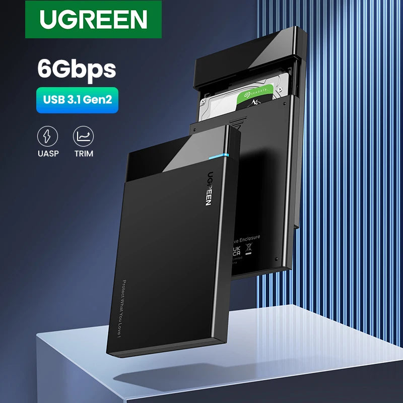 UGREEN HDD Case 2.5'' SATA to USB 3.0 Hard Drive Enclosure for SSD Disk HDD Box USB C 3.1 Gen 2 Case HD External HDD Enclosure