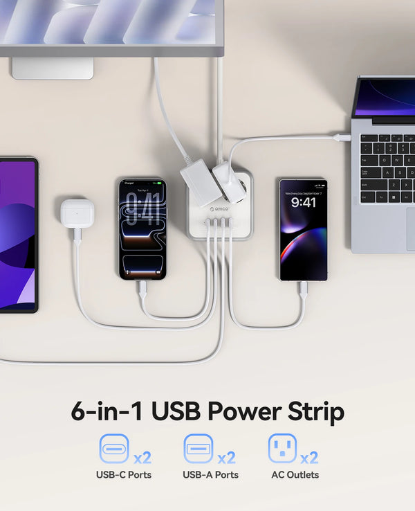 ORICO Desktop Square Power Strip PD20W Fast Charge 1.5M 3M Extension Power Cord Type C USB A Charging Station EU Plug Adapter