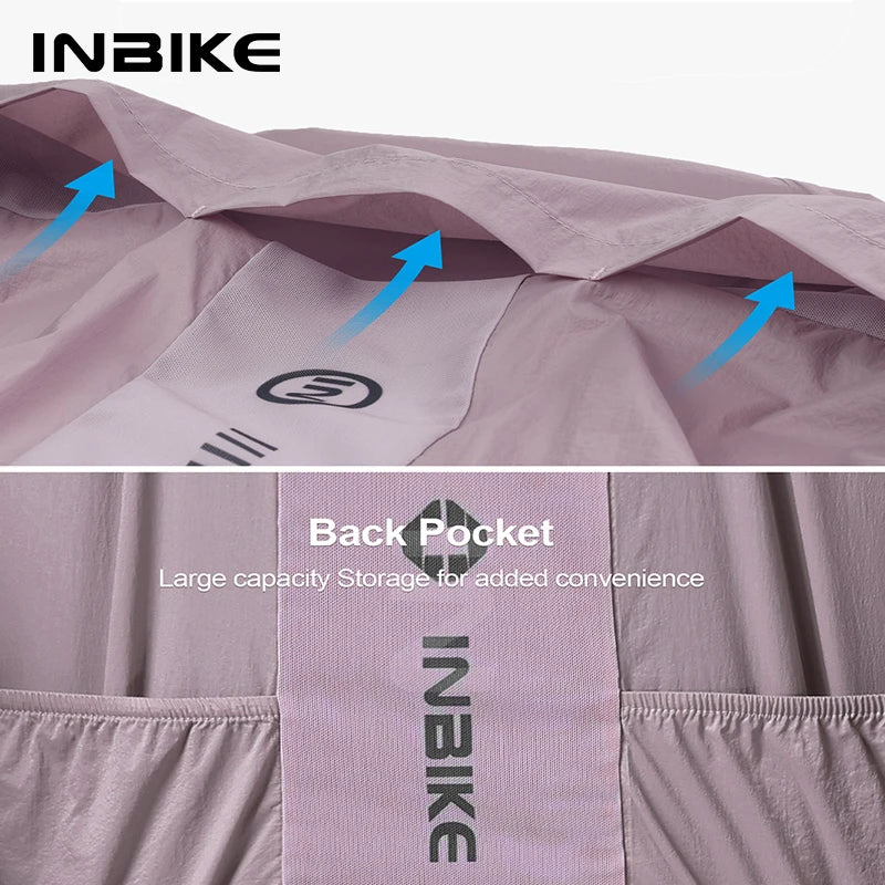 INBIKE Long Sleeve Women’s Windbreaker Cycling Biking Clothing for Riding Windproof Road Bike Jackets Lightweight with Pockets