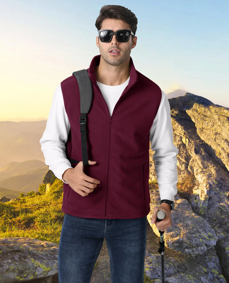 TACVASEN Fleece Vest Jackets Mens Stand Collar Sleeveless Jacket Spring Autumn Casual Waistcoat Fishing Hiking Outdoor Vest Male