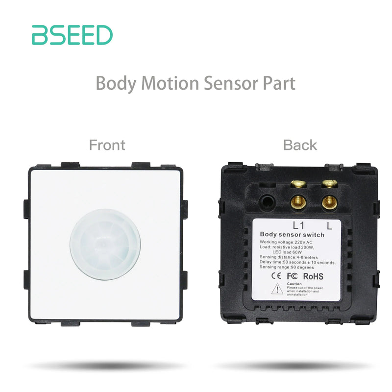 BSEED Button Light Switch Part 1/2/3Gang 1/2Way Plastic Panel Parts Wall Socket USB Type-C Port EU Standard DIY Combination