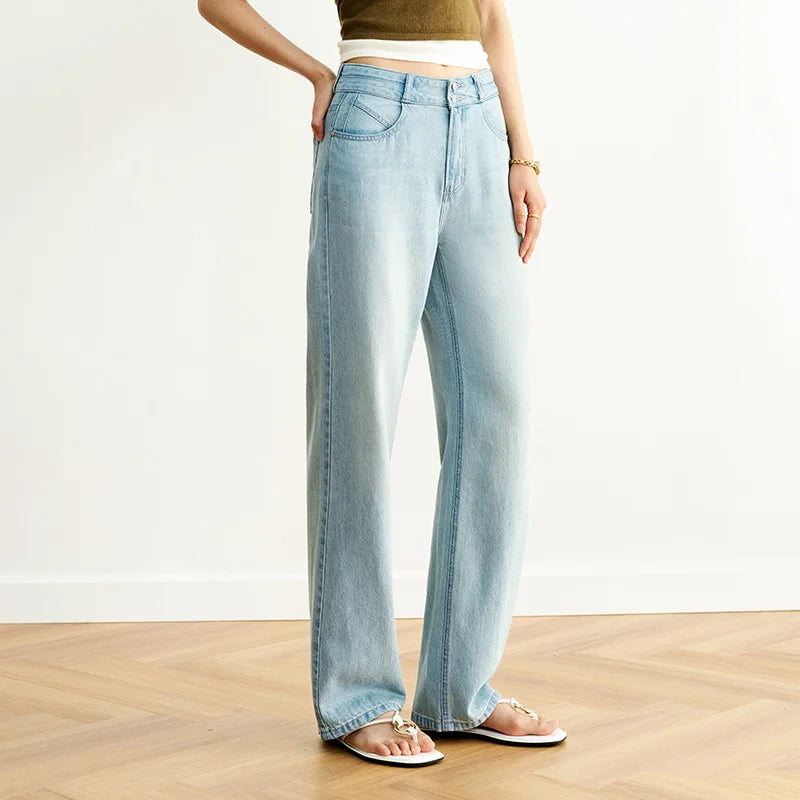 Semir Women Jeans Cooling 2026 Retro Wide Leg Urban Casual Everyday Style Soft Comfortable Daily Wear Trendy Versatile
