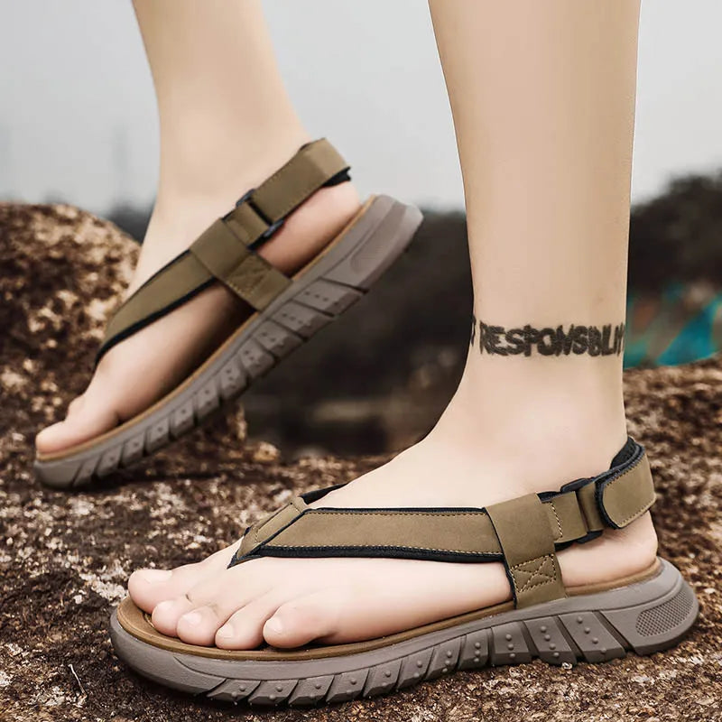 Flip-flops sandals summer men's outdoor non-slip breathable light soft-sole comfort beach shoes fashion sports walking sandals