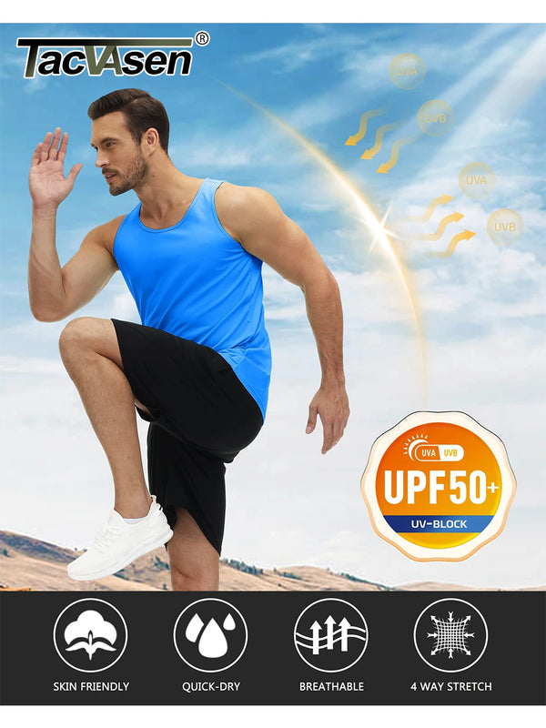 TACVASEN UPF50+ Tank Top Quick Dry Sleeveless T-shirts Mens Summer Gym Fitness Running Tee Sports Vest Swim Trainning tshirts