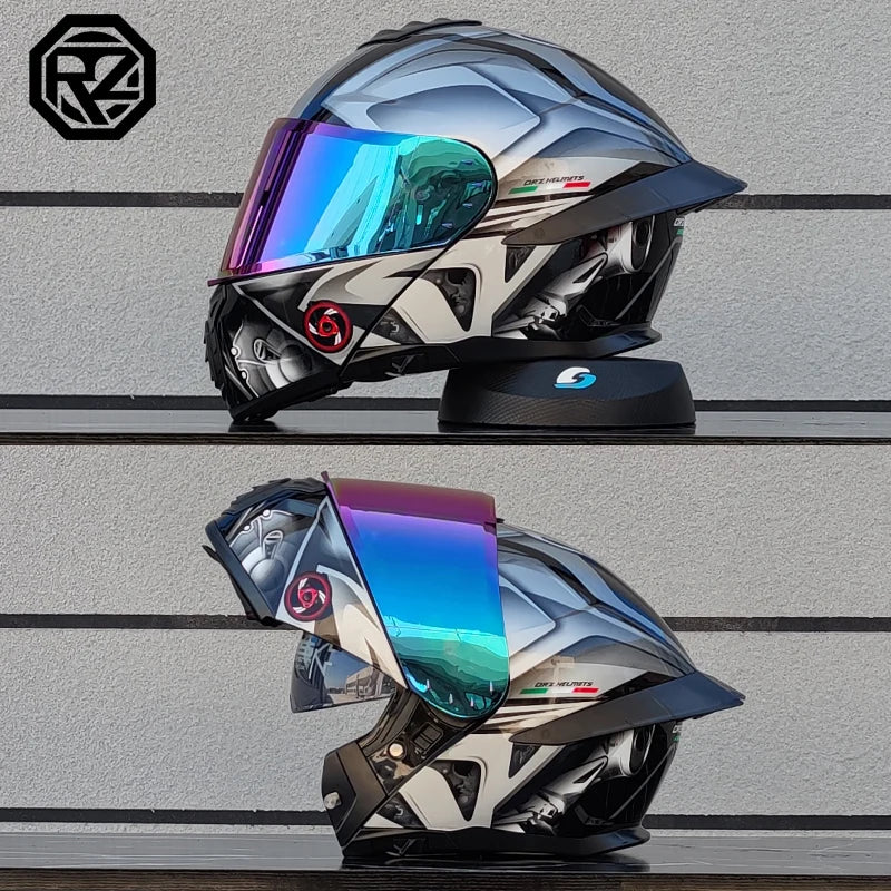ORZ Motorcycle Helmet Dual Visor Modular Flip up Full Face Helmet for Adult Men and Women DOT Approved