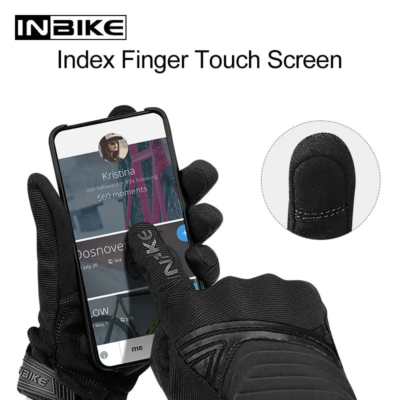 INBIKE Shockproof Motorcycle Gloves Men Breathable Motor Riding Motorcyclist's Gloves Full Finger Touch Screen Motorcross Gloves