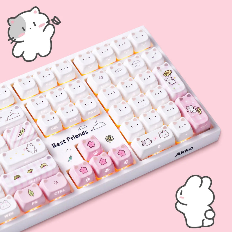 Akko 5108 V5 Mechanical Keyboard MAO Shiny Kitten Keycap 108-Key Full Size Per-Key Flex-Cut Hot Swap 8K RGB Tri-mode Keyboard