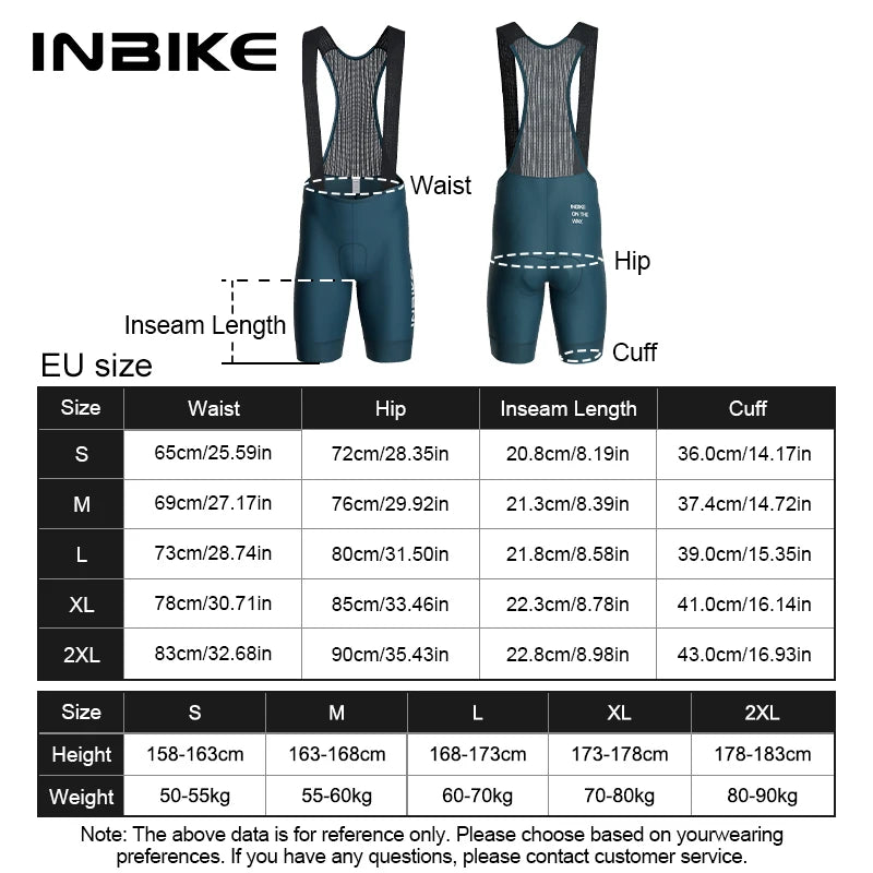 INBIKE Summer Men Cycling Shorts Padded Breathable Road Bike Bib Shorts MTB Cycling Clothes for Men Bicycle Biking Tights Man