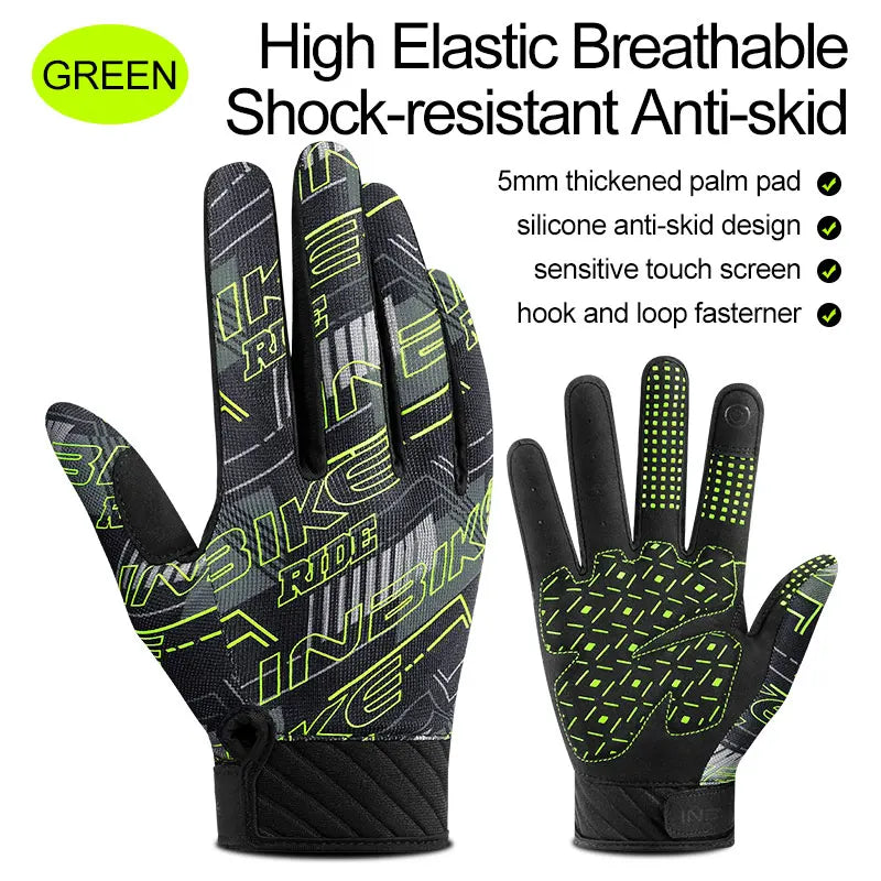 INBIKE MTB Bicycle Gloves Touch Screen Full Finger Cycling Gloves Anti-slip Sport Bike Racing Gloves for Men Women Accessories