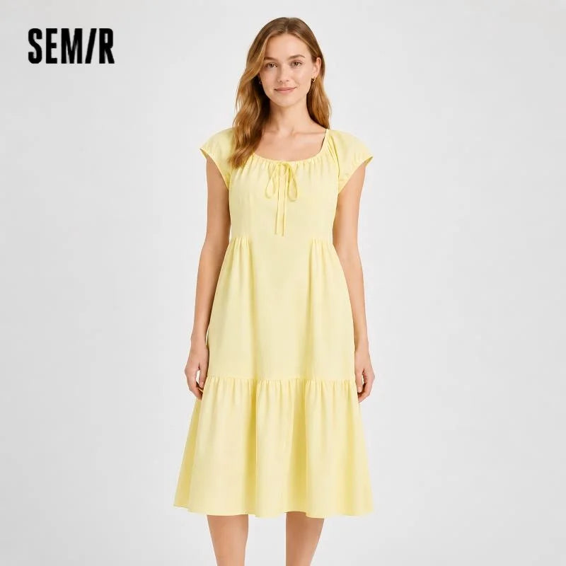 Semir Elegant Dress Women Gentle Summer 2025 New Bowknot U Neck Long Maxi Dress for Special Occasions