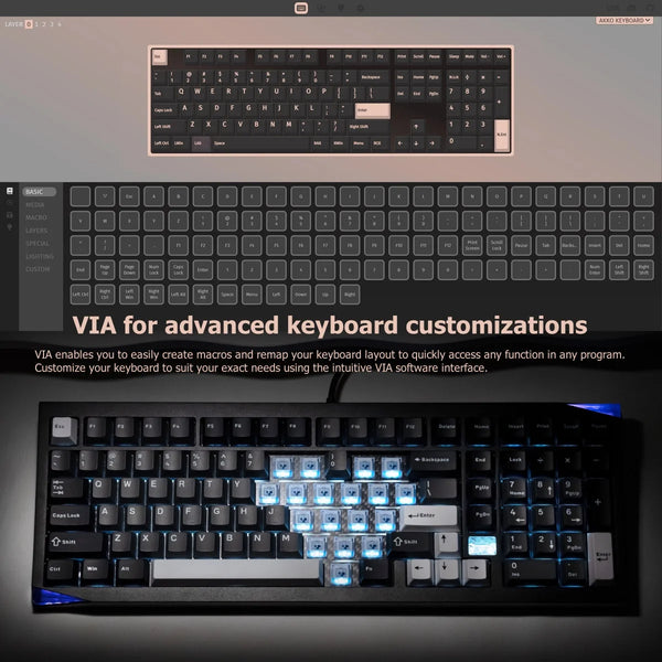 Akko Mineral 02 Keyboard/Barebone Kit Aluminum 102 Keys VIA RGB Hot Swap Tri-mode Wireless Custom Mechanical Keyboard/Kit Gasket