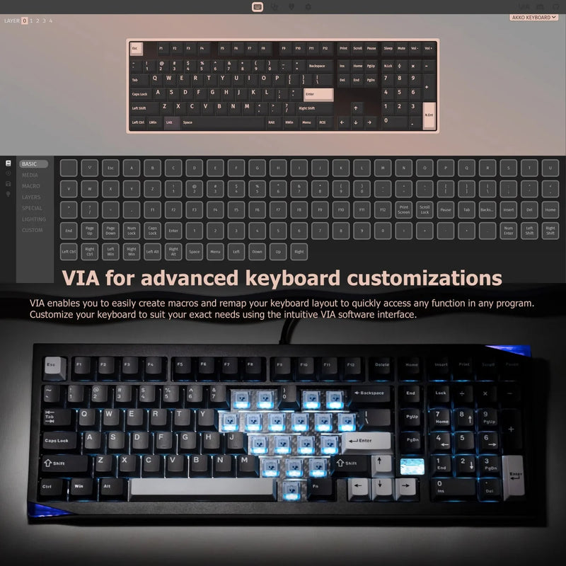 Akko Mineral 02 Keyboard/Barebone Kit Aluminum 102 Keys VIA RGB Hot Swap Tri-mode Wireless Custom Mechanical Keyboard/Kit Gasket