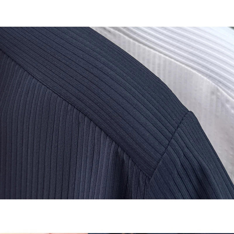 Men's Summer Polo Shirt - Striped, Zip Front, Cooling Fabric Breathable, Sweat-wicking, Casual Daily T-shirt