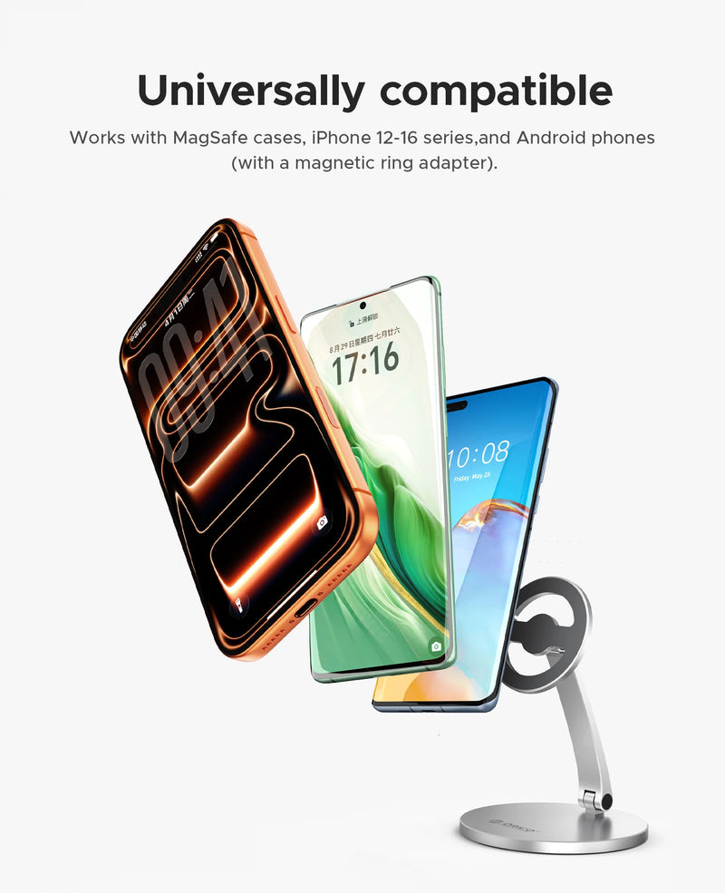 ORICO Magnetic Foldable Phone Stand with 360° Adjustable Strong Magnetic Panel for Office Study Entertainment and Travel
