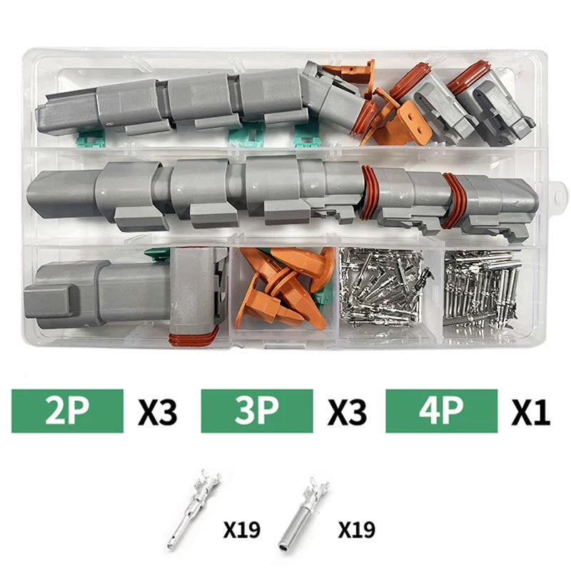 250pcs Deutsch DT series Waterproof Wire Connector Kit DT06-2/3/4/6S DT04-2/3/4/6P Automotive Sealed Plug with pins box