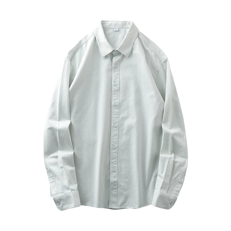 DUKEEN 350G Heavyweight Men's Shirts Pure Cotton Autumn Solid Color Long-Sleeve Casual Business Formal Dress White Men's Clothes