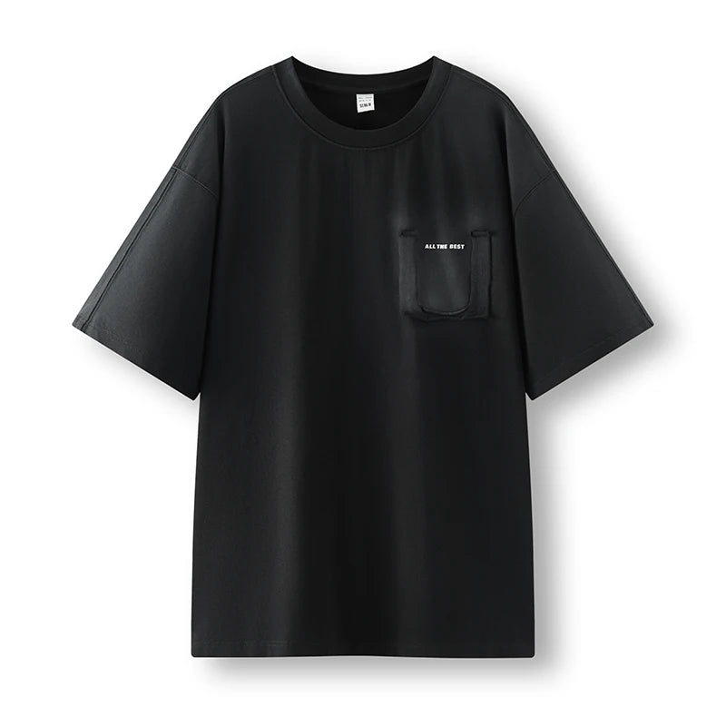 Semir Mens Tshirt 2026 Vintage Washed Printed Knitted Fake Pocket Loose Crew Neck Casual Fashion Soft