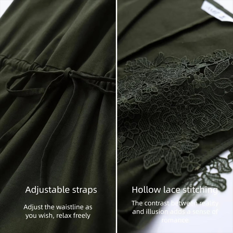 Amii Dress Woman 2026 Summer New V-Neck Drawstring Waist Sleeveless Lace Trim Elegant Office Casual Midi Women's Dress 12642209