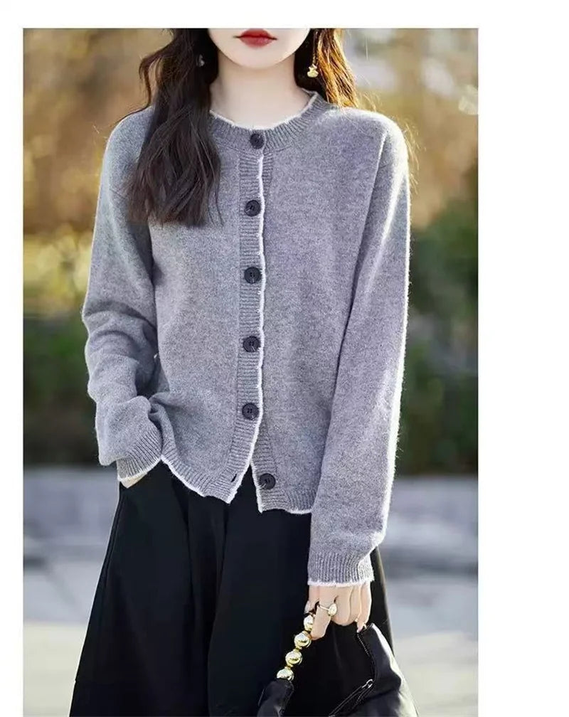 Fashion Spring Autumn Knitting Woman Clothes New Woolen Long Sleeve Tops Buttons Cardigan Coat Knitwear Jacket Female Sweater