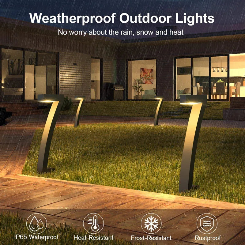 4pc 7-Shaped Solar Garden Light LED Lawn Pathway Decorative Lamp Solar-Powered Outdoor Lighting for Yard Patio Driveway
